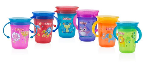 Ca tập uống nước 360 độ chống tràn, loại 2 tay cầm, dung tích 240ml.