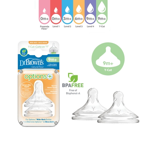 Set 2 Ty thay thế bình sữa cổ rộng dòng Option Plus