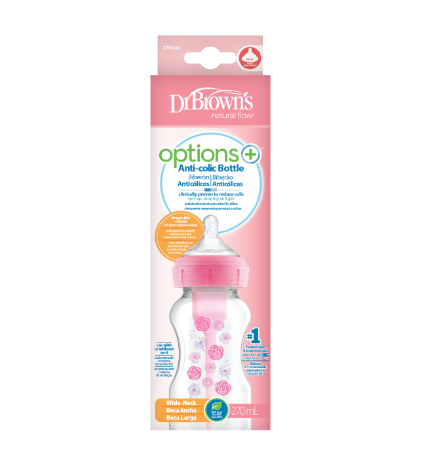 Bình sữa Dr.Brown's cổ rộng Deco 270ml nhựa pp options Plus