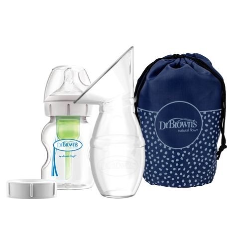Combo bộ hút sữa mẹ bằng Silicone kèm theo 1 bình sữa Dr.Brown's cổ rộng
