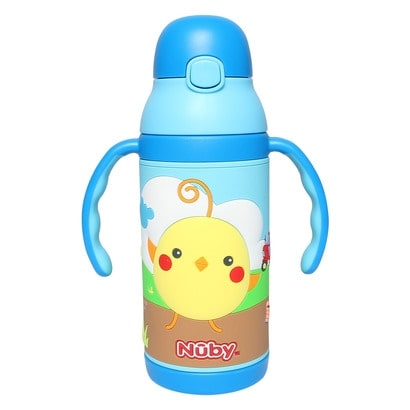 Bình uống nước ống hút 3D bằng Inox giữ nhiệt 2 nóng lạnh ,  Dung tích 385ml.