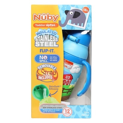 Bình uống nước ống hút 3D bằng Inox giữ nhiệt 2 nóng lạnh ,  Dung tích 385ml.