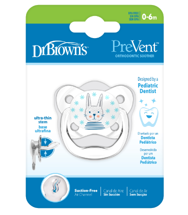 Ty ngậm Prevent Dr Brown's , Level 1 cho trẻ từ 0-6 tháng, hoạ tiết con thỏ, Mã hàng PV11403-INTLX