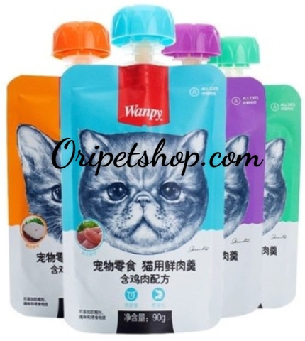 Súp Thưởng Wanpy Nắp Vặn Dành Cho Mèo Gói 90g.
