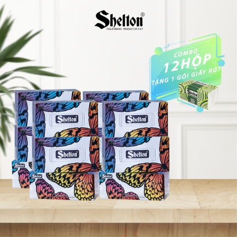 Khăn hộp Shelton Cánh bướm bạc 180 tờ x 2 lớp