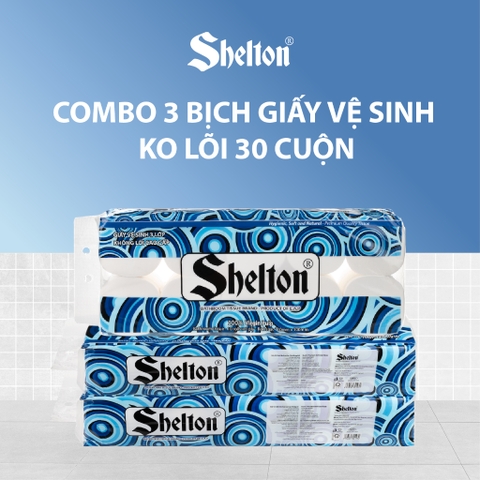 Giấy vệ sinh Shelton Hoa văn tròn dây 10 cuộn x 3 lớp không lõi