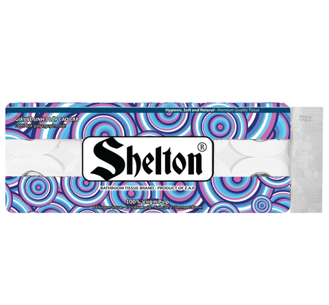 Giấy vệ sinh Shelton Hoa văn tròn dây 10 cuộn 3 lớp có lõi