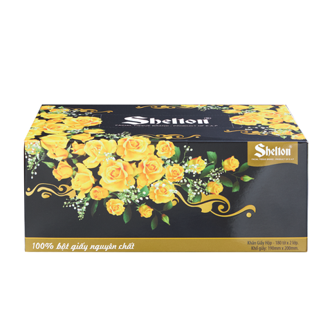Khăn hộp Shelton Hồng vàng 180 tờ x 2 lớp