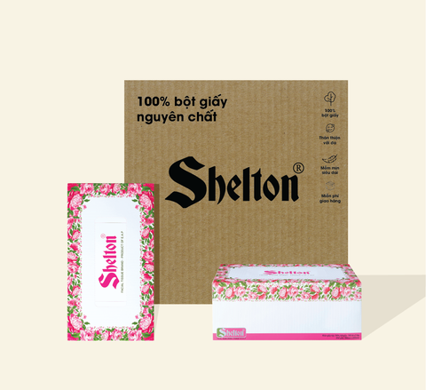 Khăn hộp Shelton Hồng đỏ 180 tờ x 2 lớp