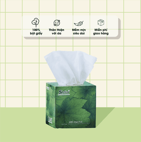 Khăn hộp vuông Shelton Lá xanh 120 tờ x 2 lớp