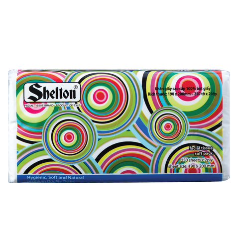 Khăn softpack Shelton Hoa văn tròn 250 tờ x 2 lớp
