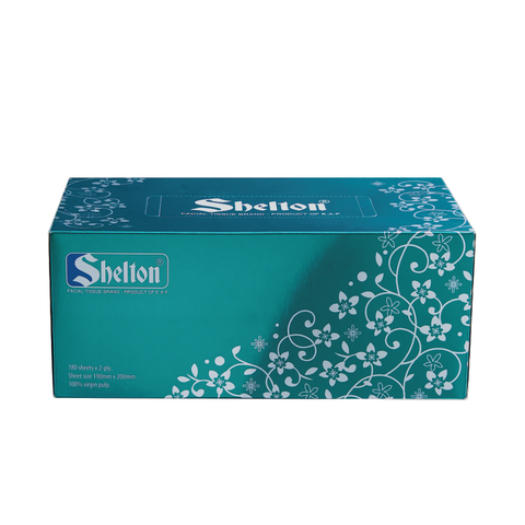Khăn hộp Shelton Hoa nhí xanh 180 tờ x 2 lớp