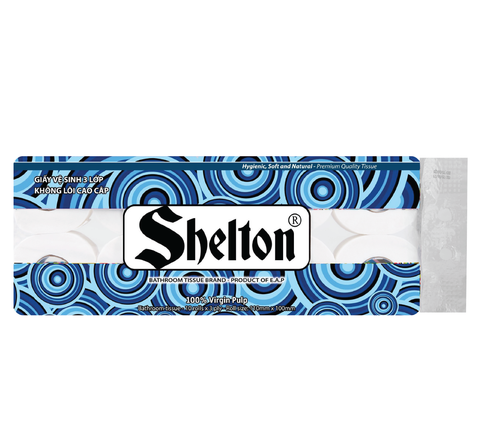 Giấy vệ sinh Shelton Hoa văn tròn dây 10 cuộn x 3 lớp không lõi