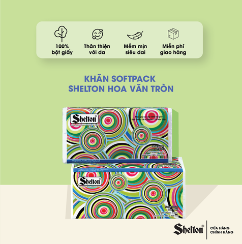 Khăn softpack Shelton Hoa văn tròn 250 tờ x 2 lớp