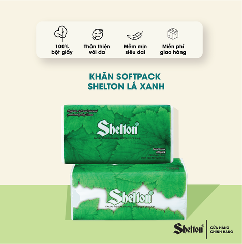 Khăn softpack Shelton Lá xanh 250 tờ x 2 lớp