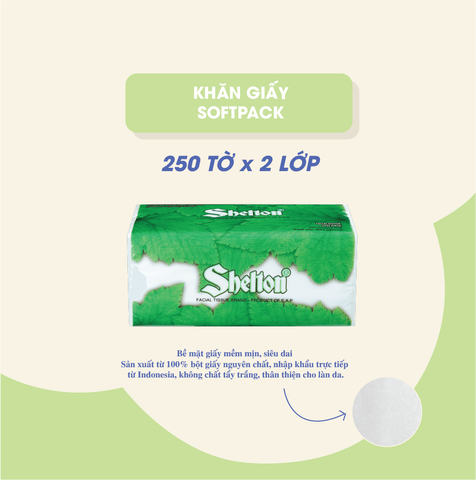 Khăn softpack Shelton Lá xanh 250 tờ x 2 lớp