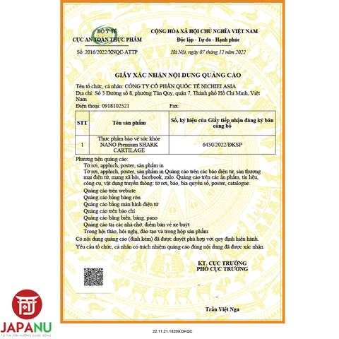 Viên uống hỗ trợ xương khớp Nano Premium Shark Cartilage