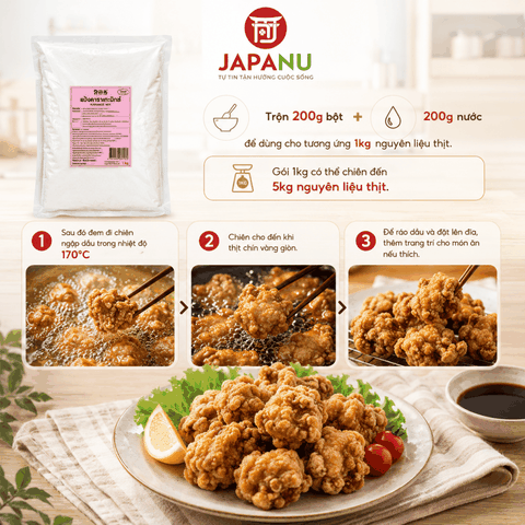 Bột Chiên Gà Karaage Mix Nihon Shokken 1kg Nhật Bản