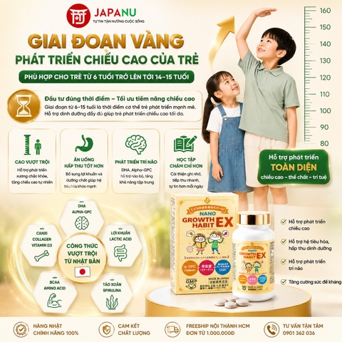 Viên uống tăng chiều cao và trí não Nano Growth Habit EX 120 Viên