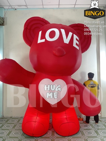 Mô hình hơi gấu đỏ LOVE cao 3m