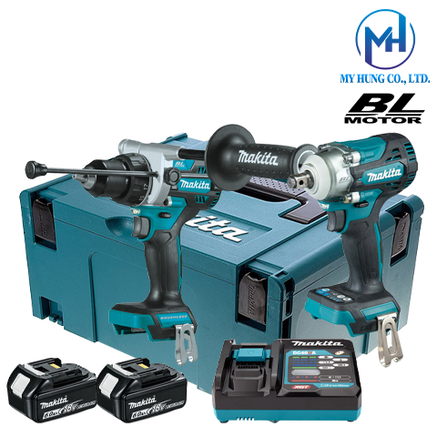 Bộ sản phẩm dùng pin 18v Makita DLX2419JX2(DHP486Z+DTW300Z)