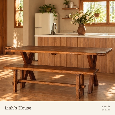 Bàn mặt lượn, ghép thanh bó 2 đầu , chân chữ X