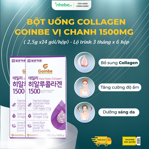 [Lộ trình 3 tháng] Bột uống Goinbe Daily Hyalu Collagen Vị Chanh 1500mg