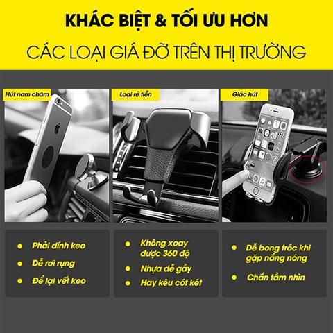 Giá đỡ điện thoại ô tô kẹp khe điều hòa xoay 360 độ V8
