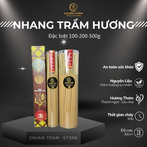 Nhang Trầm Hương Tự Nhiên Đặc biệt Chuẩn Trầm - Mùi Thơm Dịu Nhẹ tốt cho sức khỏe, nguyên chất hoàn toàn
