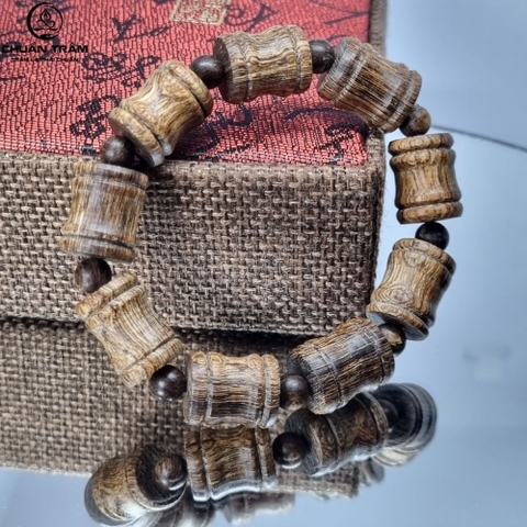 Vòng Tay Trầm Hương Trúc đốt tre Sánh chìm Chuẩn Trầm - đốt trúc