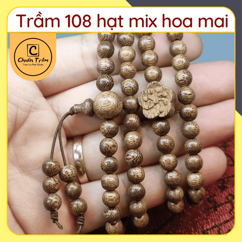 Vòng Tay Trầm Hương 108 hạt Chuẩn Trầm, vòng tay 108 hạt trầm tốc mix nhiều loại