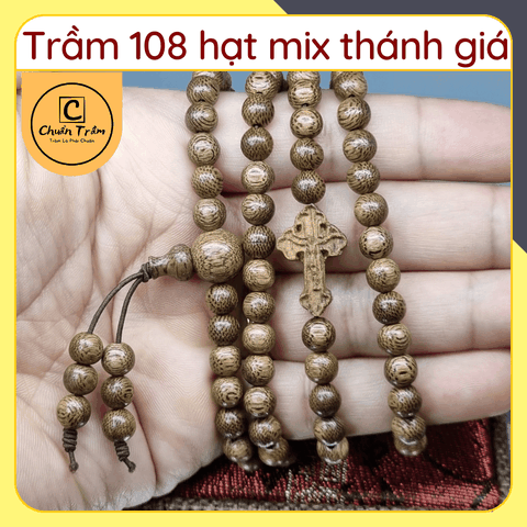 Vòng Tay Trầm Hương 108 hạt Chuẩn Trầm, vòng tay 108 hạt trầm tốc mix nhiều loại