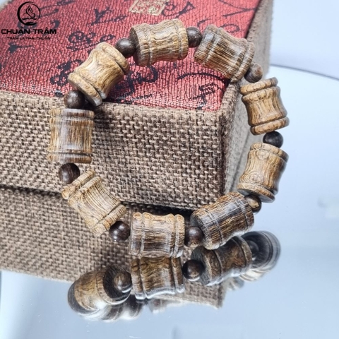 Vòng Tay Trầm Hương Trúc đốt tre Sánh chìm Chuẩn Trầm - đốt trúc