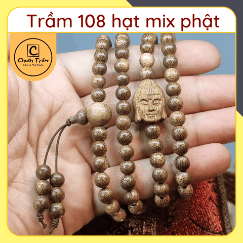 Vòng Tay Trầm Hương 108 hạt Chuẩn Trầm, vòng tay 108 hạt trầm tốc mix nhiều loại
