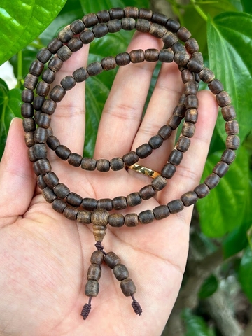 Vòng tay trầm hương 108 hạt banh indo dạng lu đặc biệt CHUẨN TRẦM - Vòng Tay phong thủy Tự Nhiên 100%