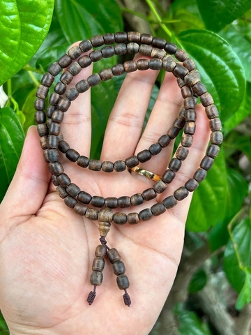 Vòng tay trầm hương 108 hạt banh indo dạng lu đặc biệt CHUẨN TRẦM - Vòng Tay phong thủy Tự Nhiên 100%