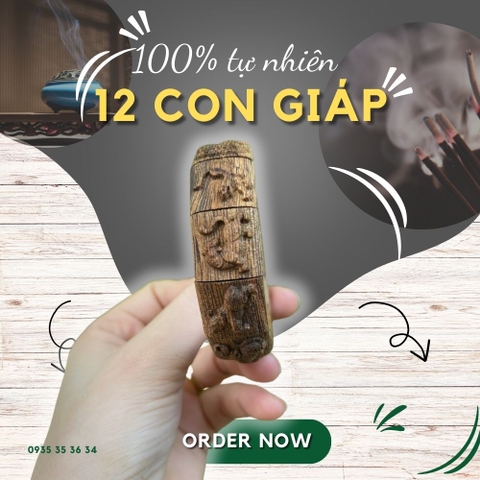 Vòng tay trầm hương 12 con giáp tự nhiên - Chuẩn Trầm