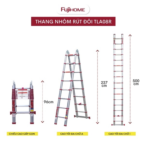 Thang nhôm rút gọn chữ A FUJIHOME TLA08R