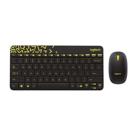 Bộ bàn phím chuột không dây Logitech MK240 (Đen - Vàng nhạt) (920-008202)