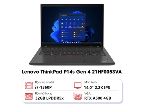Laptop Lenovo ThinkPad P14s Gen 4 21HF0053VA i7-1360P R32GB