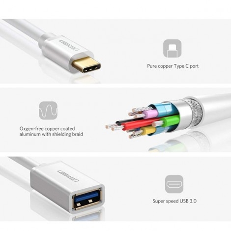 Ugreen 30702 – Cáp OTG USB Type C to USB 3.0 Màu trắng