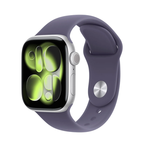 APPLE S11 46MM (SM) - KHUNG NHÔM BẠC & DÂY THỂ THAO TIM (SILVER / PURPLE FOG) (MEV94SA/A)