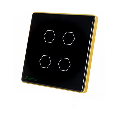 Công tắc Cảm ứng BLE Hunonic Luxury Hình Vuông (Đen) (4 Nút)