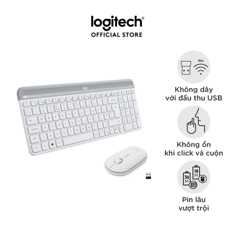 Combo chuột phím không dây Logitech MK470 (Trắng) (920-009183)