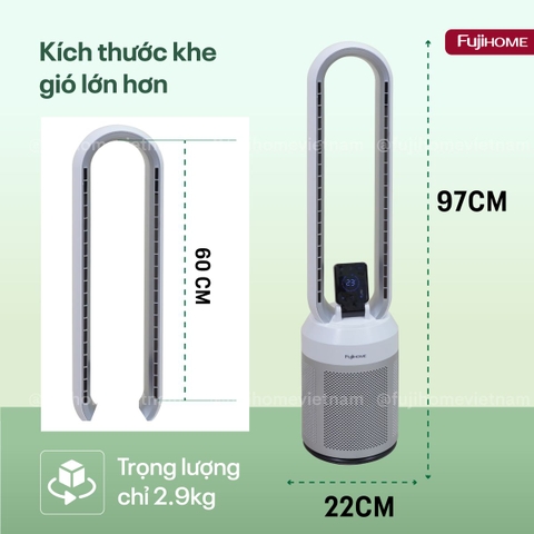 Quạt không cánh tích hợp lọc không khí Fujihome BF308DC-HEPA