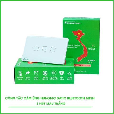 Công tắc cảm ứng BLE Hunonic Datic 3 Nút CSL (Trắng) (HNSBPIT)