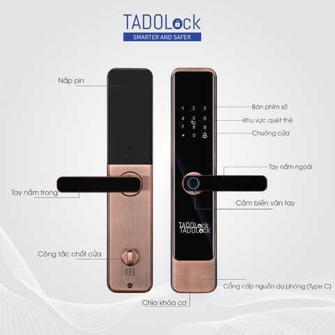Khóa cửa thông minh TADOLock TDL69 (Màu Đồng Thiếc)