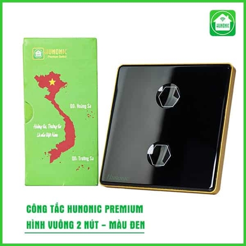 Công tắc cảm ứng BLE Hunonic Premium, HV, màu Đen (2 Nút)