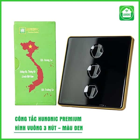 Công tắc cảm ứng BLE Hunonic Premium, HV, màu Đen (3 Nút)
