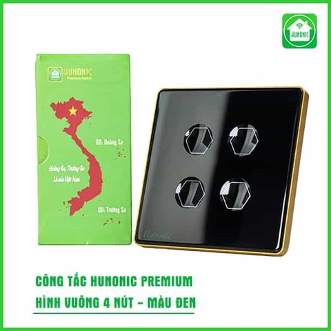 Công tắc cảm ứng BLE Hunonic Premium, HV, màu Đen (4 Nút)